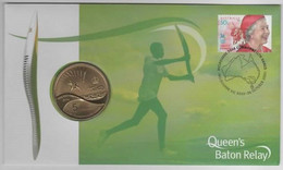 Australia -Postal Numismatic Cover  2005 Queens Baton Relay  $ 5.00 Coin, - Autres – Océanie