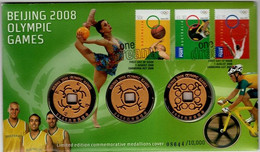 Australia -Postal Numismatic Cover  2008 Beijing Olympics Medallions ,numbered Cover - Autres – Océanie