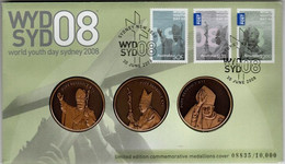 Australia -Postal Numismatic Cover  2008 World Youth Day,Pope Benedicy XVI  Medallions, - Altri – Oceania