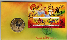 Christmas Island -Postal Numismatic Cover  2005 Year Of The Rooster 50c Coin, - Otros – Oceanía