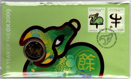 Christmas Island -Postal Numismatic Cover  2009 Year Of The Ox  $ 1.00 Coin - Autres – Océanie