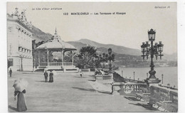 MONTE CARLO - N° 132 - LES TERRASSES ET KIOSQUE AVEC PERSONNAGES - CPA NON VOYAGEE - Le Terrazze