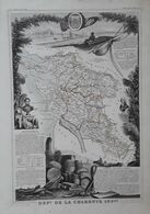 FRANCE CHER, Département 18 - Carte Ancienne Illustrée, Atlas Geographie 1850 - Bourges Vierzon St Amand ... - Geographical Maps
