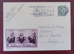 EP Belgique Publibel 314 " Koloniale Loterij " - Bruxelles Vers Tubize 1938 - Flamme Salon TSF - Publibels
