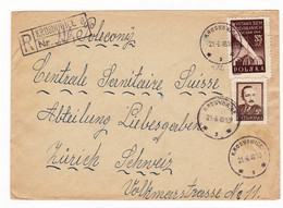 Lettre Recommandée Krosnowice 1949 Pologne Pologne Polska Zurich Schweiz - Briefe U. Dokumente
