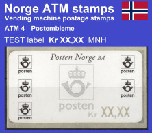 Norge Norwegen Norway ATM 4 / Postembleme / Test Label Kr XX,XX MNH Automatenmarken Frama Inter Marketing Automatici - Machine Labels [ATM]