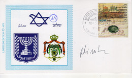 Israel-Jordan 17.Sep.1995 Peace Autographed / Handsigned Special Flight? Cacheted Cover I - Cartas & Documentos