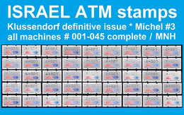 Israel ATM Klussendorf Definitives All Machines # 001-045 MNH / Frama Etiquetas Automatenmarken Kiosk Doar - Frankeervignetten (Frama)