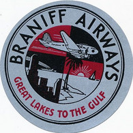Label For Luggage . Etiquette Bagage . Branif Airways  Great Lakes To The Gulf    Diametre 7 Cms - Andere