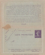 Semeuse 30ct Carte Pneumatique Paris 42 Villes - Pneumatiques