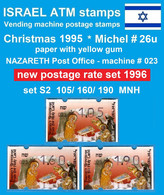 Israel ATM Christmas 1995 Michel 26u * Yellow Gum * 023 * Set 105/160/190 MNH / Etiquetas Klussendorf Automatenmarken - Frankeervignetten (Frama)