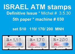 Israel ATM Klussendorf Definitives 030 / 1996 / Set 10 / 110/170/200 MNH / Frama Etiquetas Automatenmarken Doar - Vignettes D'affranchissement (Frama)