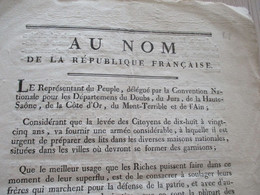 Décret Révolution AN II Jura A Propos De La Levée Des Citoyens De 18 à 20 Ans Notes Manuscrites Au Dos Et Autographe - Gesetze & Erlasse