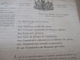 Décret Révolution AN VII S Notes Manuscrites Au Dos Déserteurs Bernadotte - Wetten & Decreten