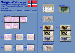 Norge Norwegen Norway ATM Stamps / 1978-2011 / Full Collection MNH / Frama Etiquetas ACon Newvision Automatenmarken - Vignette [ATM]