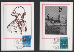 San Marino, 1983, 2 Cartoline Maximum, Auguste Piccard, FDC 20-4-83 - Cartas & Documentos