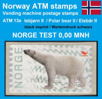 Norge Norwegen Norway ATM 13 E Polar Bear II Black Imprint / NORGE TEST 0,00 MNH / Frama Etiquetas Automatenmarken - Machine Labels [ATM]