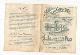 Publicité, HOTEL DU COMMERCE , G. Rousseau Fils , Saint Pierre D'Oléron , Carte , 4 Pages , 2 Scans - Publicités