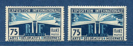 ⭐ France - Variété - YT N° 214 - RF Bleu Clair - Bleu Décalé - Neuf Sans Charnière - 1924 à 1925 ⭐ - Varieteiten: 1921-30 Postfris