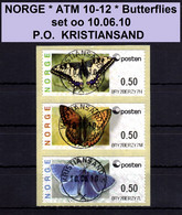 Norge Norwegen Norway ATM 10-12 / Butterflies / Kristiansand Machine # 0RY.. Set CTO / Frama Etiquetas Automatenmarken - Machine Labels [ATM]