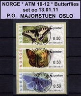 Norge Norwegen Norway ATM 10-12 / Butterflies / Majorstuen Machine # 0RY.. Set CTO / Frama Etiquetas Automatenmarken - Viñetas De Franqueo [ATM]