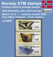 Norge Norwegen Norway ATM 10-12 / Butterflies / # 0RW.. Vinterbro Set MNH Automatenmarken Frama Automatici Etiquetas - Machine Labels [ATM]