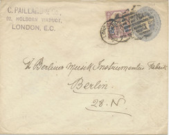GB 1892 QV 5d Jubilee Die II On VF 2 1/2d Postal Stationery Envelope To BERLIN - Covers & Documents