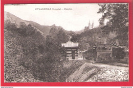 CPA ESPAGNA COVADONGA ASTURIA ESTACION DEL TRANVIA RAILWAY STATION TRAIN NARROW GUAGE - Asturias (Oviedo)