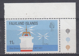 Falkland Islands 1977 Telecommunications 11p (corner) Variety : Faint Black Printing, Almost Missing Left ** Mnh (53891) - Falkland