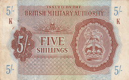 Btritish Milittary Authority  5shillings , 2 Trous Pas De Pli Des Salisures - Autorità Militare Britannica