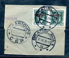 Slovakia 1939 Pair Overprint On Piece 11273 - Lettres & Documents