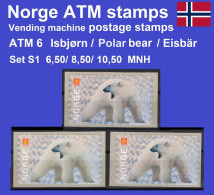 Norge Norwegen Norway ATM 6 Polar Bear Eisbär / Set 6,50/8,50/10,50 MNH / Frama Etiquetas Automatenmarken Automatici - Automaatzegels [ATM]