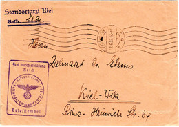 DR 1937, Frei D. Ablösung Kriegsmarine Festungskommandatur Auf Brief V. Kiel-Wik - Sin Clasificación