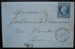 Condrieu 1862 Pc 936 Sur N°14, Lettre Pour Lyon - 1849-1876: Klassik