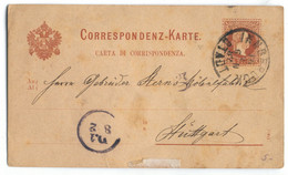 A162d Austria, Stamped Innsbruck To Stuttgart, 1882, Postkarte, Printed Stamp - Scharnitz