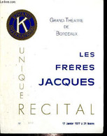 Grand Théâtre De Bordeaux - Les Frères Jacques, Unique Récital - France - 1977 - Programmi