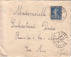 SEMEUSE - 25c BLEU - ALGERIE - BATNA CONSTANTINE LE 11-6-1923. - 1877-1920: Semi Modern Period