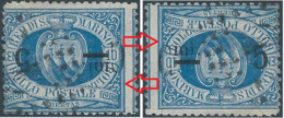 Republic Of San Marino 1892 Coat Of Arms 5/10C (OVERPRINT INVERTED) Watermark CROWN Vertical,Oblitéré - Gebruikt