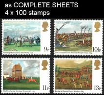 CV:€120.00 Great Britain 1979 Horses Horseracing Derby Paintings COMPLETE SHEETS:4 (4x100 Stamps) - Sheets, Plate Blocks & Multiples