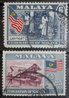 FEDERATION OF MALAYA 1957 Coat Of Arms, Flag And Map Of Malaya. USADO - USED. - Federation Of Malaya