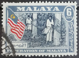 FEDERATION OF MALAYA 1957 Coat Of Arms, Flag And Map Of Malaya. USADO - USED. - Fédération De Malaya