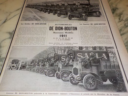 ANCIENNE PUBLICITE AUTOBUS ET CAMION  DE DION BOUTON 1911 - Trucks