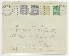 FRANCE ARC TRIOMPHE 10CX2+50C 80C IRIS LETTRE MEC KRAG LYON BROTTEAUX ERREUR DATEUR 2.XI.54 ET 2.XI.44 AU TARIF - 1944-45 Arc Of Triomphe