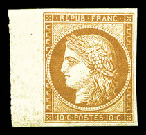 ** N°1f, 10c Bistre Clair, Impression De 1862, Bord De Feuille, Fraîcheur Postale. SUP (certificat)  Qualité: ** - 1849-1850 Ceres