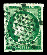 O N°2c, 15c Vert Très Foncé (vert Bouteille) Obl étoile De Paris. SUP. R. (signé Calves/Certificat)  Qualité: Oblitéré - 1849-1850 Ceres