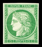 ** N°2e, 15c Vert, Impression De 1862. Fraîcheur Postale, SUP (certificat)  Qualité: ** - 1849-1850 Ceres