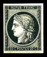 * N°3a, 20c Noir Sur Blanc, Belles Marges, TTB (signé Brun/certificat)  Qualité: *  Cote: 650 Euros - 1849-1850 Ceres