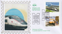 FDC 2014_Enveloppe 1er Jour_fdc_soie_La Grande épopée Du Voyage En Train. Oblit. PJ Paris 14/6/14. - 2010-2019