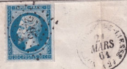 1861 - PIQUAGE PRIVE ! / EMPIRE 20c Sur LETTRE De NOTRE-DAME-DE-LIESSE (PC 2295) AISNE - - 1853-1860 Napoleon III