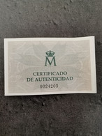 CERTIFICAT D’AUTHENTICITÉ ESPAGNE SPAIN 100 200 500 1000 2000 PESETAS ARGENT / SILVER / PLATA -  Colecciones